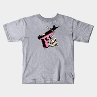 Bang Bang Black Cat in pink Kids T-Shirt